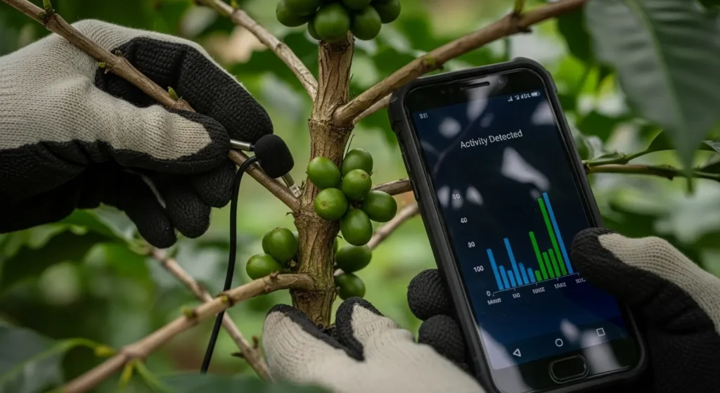 Bioacústica contra Broca-do-Café Como sensores de som detectam pragas antes do dano econômico