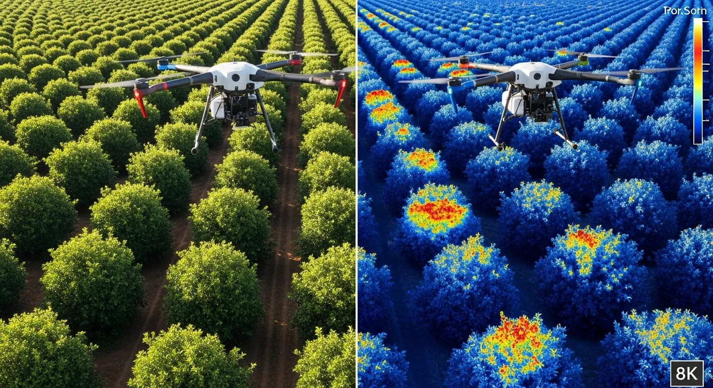 Termografia na Saúde do Laranjal Detectando o estresse hídrico precocemente através de drones